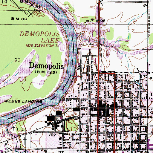 Topographic Map of Demopolis Police Department, AL