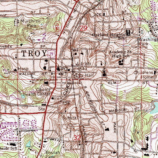 Topographic Map of Troy Police Department, AL