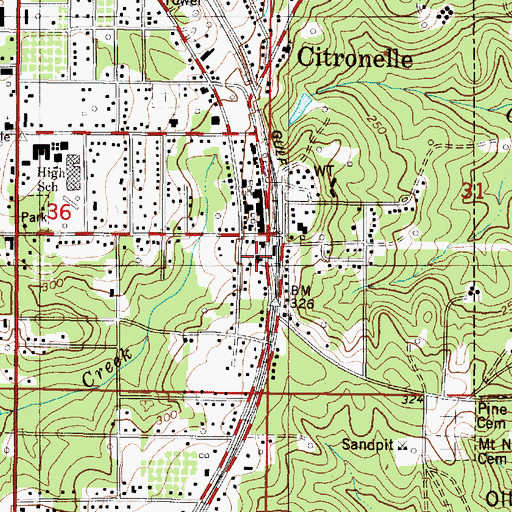 Topographic Map of Citronelle Police Department, AL