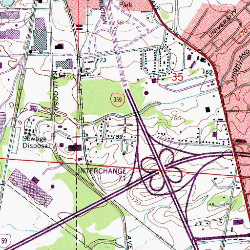 Topographic Map of Tuscaloosa Police Department, AL