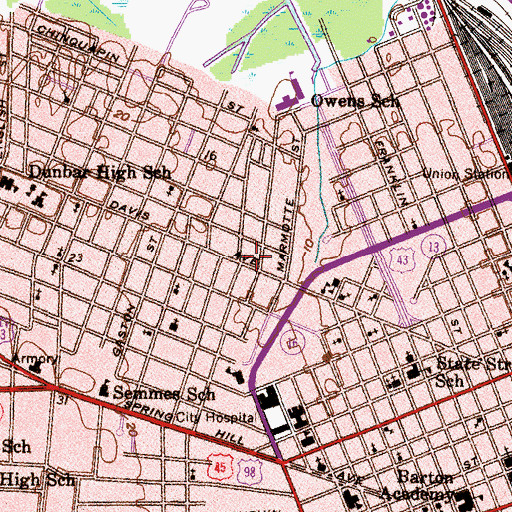 Topographic Map of Mobile Police Department MLK Avenue Precinct, AL