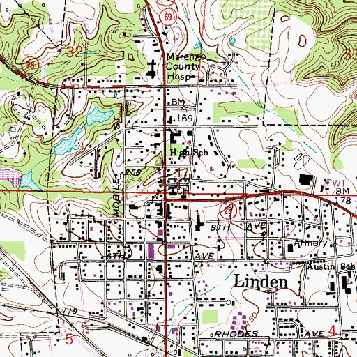 Topographic Map of Marengo County Sheriff's Office, AL