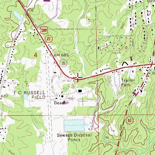 Topographic Map of Alabama State Troopers Troop G, AL