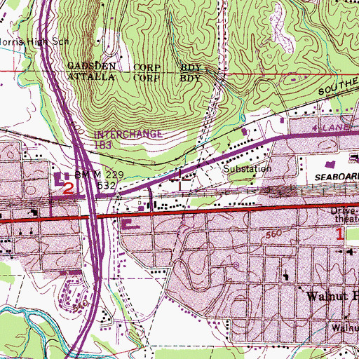 Topographic Map of Alabama State Troopers Troop E, AL