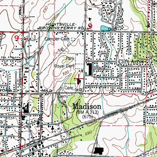 Topographic Map of Madison Police Department, AL