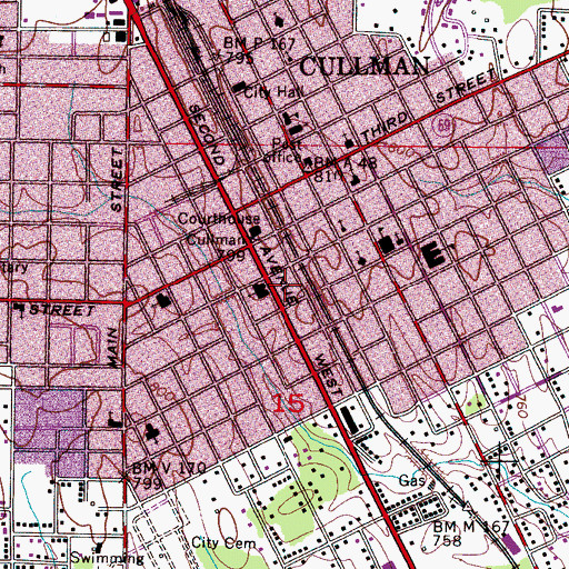 Topographic Map of Cullman County Sheriff's Office, AL