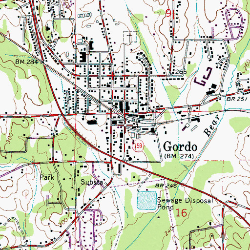 Topographic Map of Gordo Police Department, AL