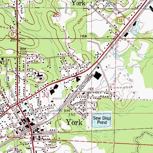 Topographic Map of York Police Department, AL
