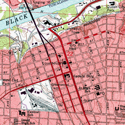 Topographic Map of Tuscaloosa County Sheriff's Department, AL