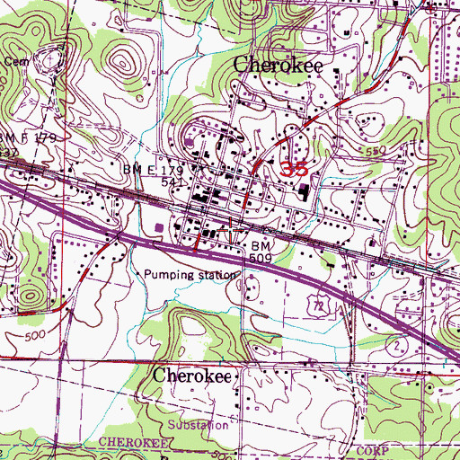 Topographic Map of Cherokee Police Department, AL