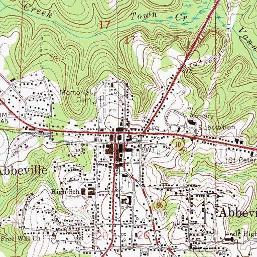 Topographic Map of Abbeville Police Department, AL