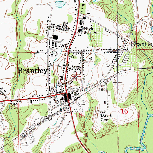 Topographic Map of Brantley Police Department, AL