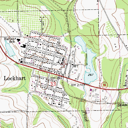 Topographic Map of Lockhart Police Department, AL