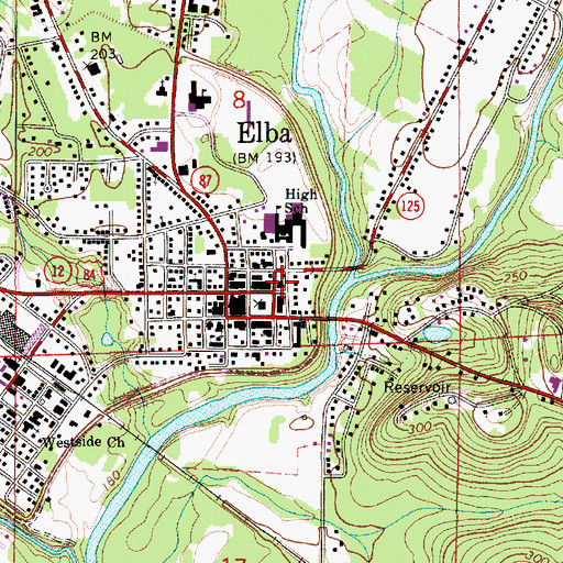 Topographic Map of Elba Police Department, AL