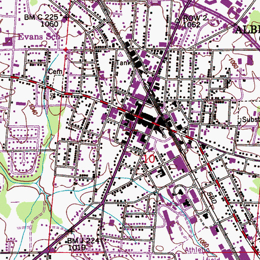 Topographic Map of Albertville Police Department, AL