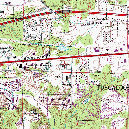 Topographic Map of Alabama's State Trooper, AL