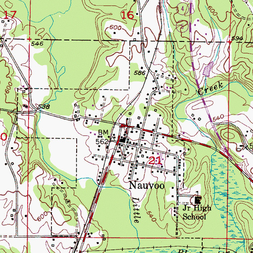 Topographic Map of Nauvoo Police Department, AL