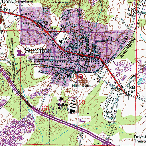 Topographic Map of Sumiton Police Department, AL