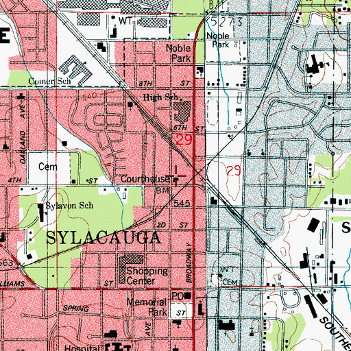 Topographic Map of Talladega County Sheriff's Office, AL