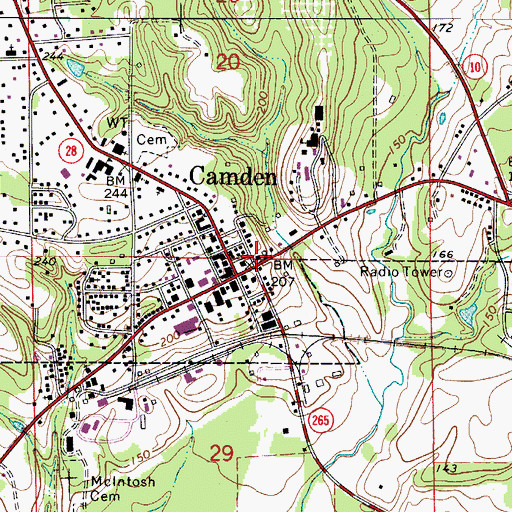 Topographic Map of Camden Police Department, AL