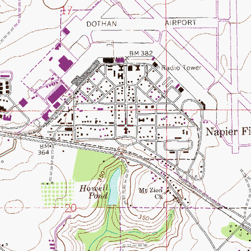 Topographic Map of Napier Field Police Department, AL