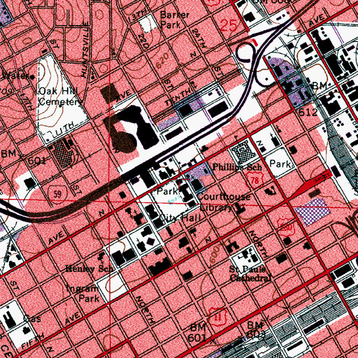Topographic Map of Jefferson County Sheriff's Office, AL