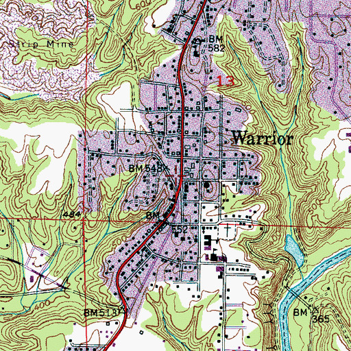 Topographic Map of Warrior Police Department, AL