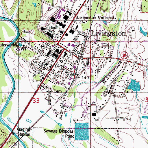 Topographic Map of Livingston Police Department, AL