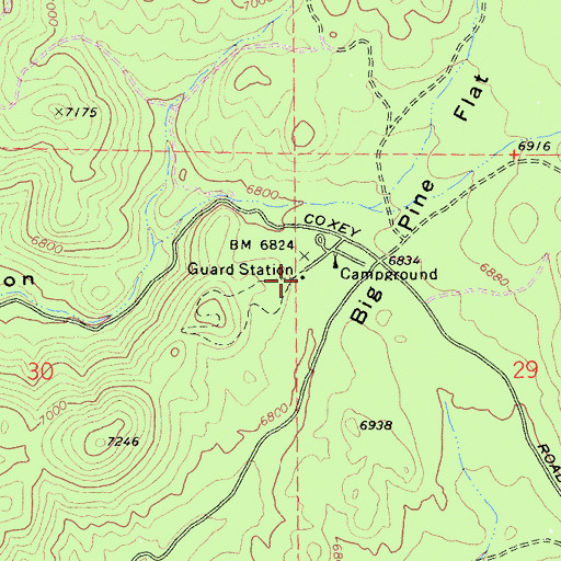 Topographic Map of Big Pine Flat Forest Station, CA