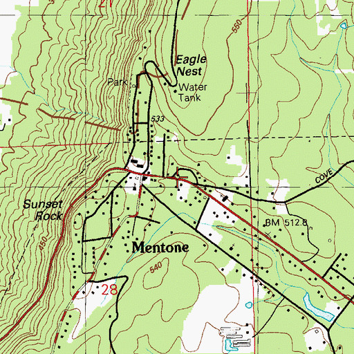 Topographic Map of Mentone Police Department, AL