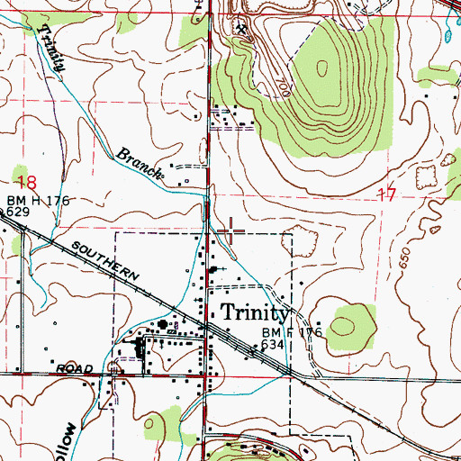 Topographic Map of Trinity Police Department, AL