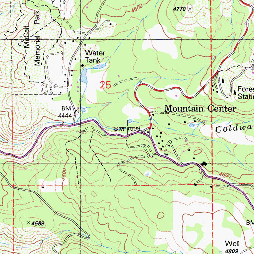 Topographic Map of McCalls Horse Camp, CA
