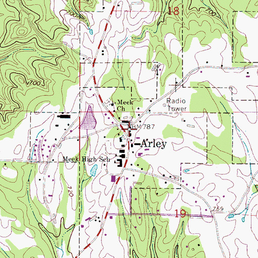 Topographic Map of Arley Police Department, AL