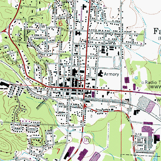 Topographic Map of Fayette Police Department, AL