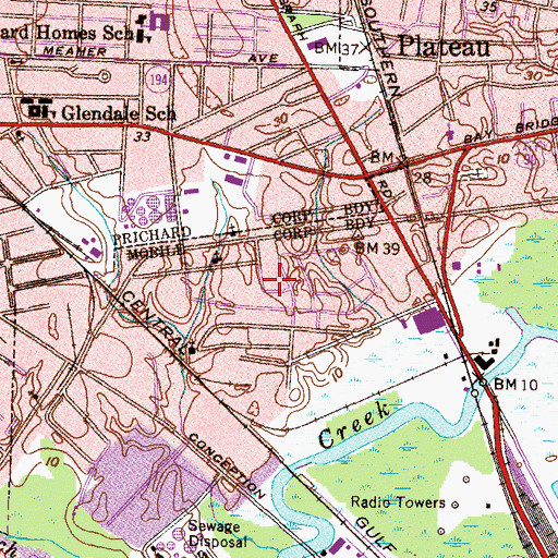 Topographic Map of Mobile Police Department, AL