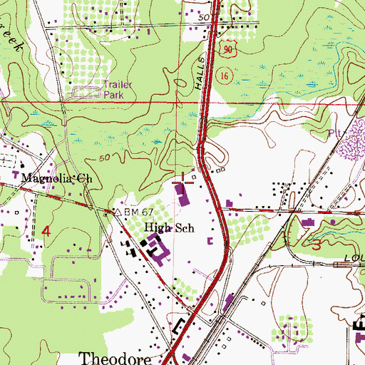 Topographic Map of Mobile County Sheriff's Office, AL