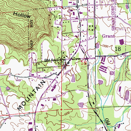 Topographic Map of Grant Police Department, AL