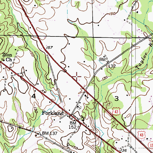 Topographic Map of Forkland Police Department, AL