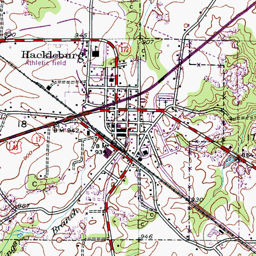 Topographic Map of Hackleburg Police Department, AL