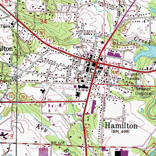 Topographic Map of Hamilton Police Department, AL