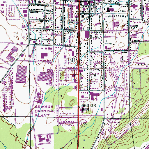 Topographic Map of Scottsboro Police Department, AL