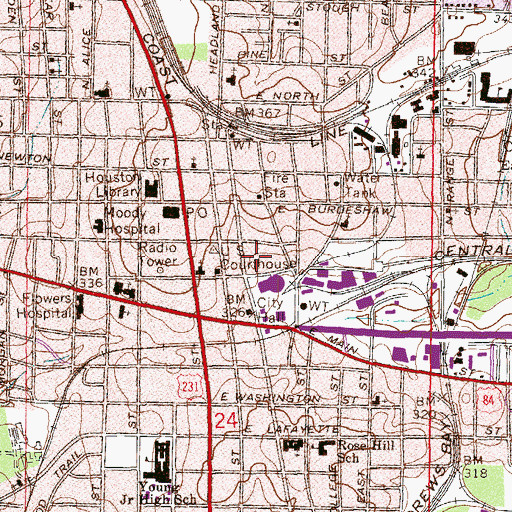 Topographic Map of Dothan Police Department, AL