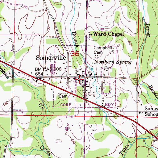 Topographic Map of Somerville Police Department, AL