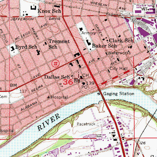 Topographic Map of Dallas County Sheriff's Office, AL