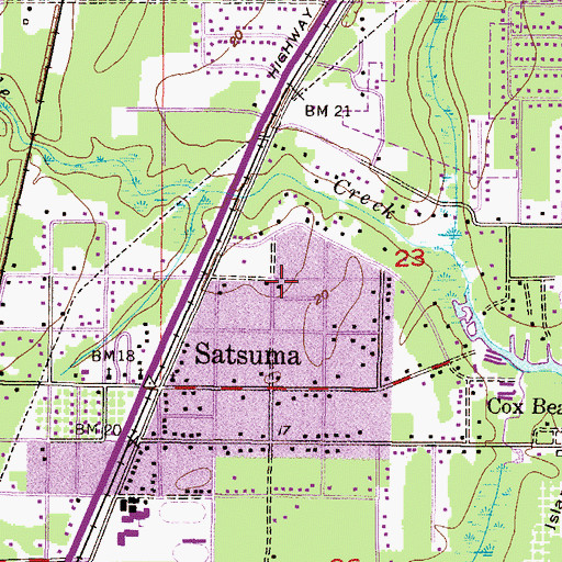 Topographic Map of Satsuma Police Department, AL