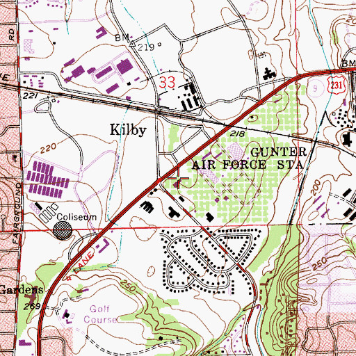 Topographic Map of Alabama State Troopers Troop G, AL