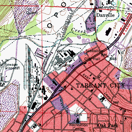 Topographic Map of Tarrant Police Department, AL