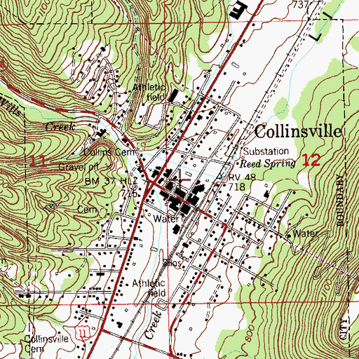 Topographic Map of Collinsville Town Police Department, AL