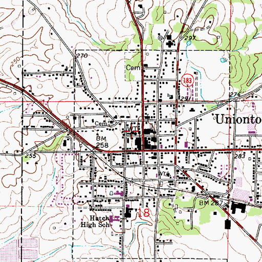 Topographic Map of Uniontown Police Department, AL