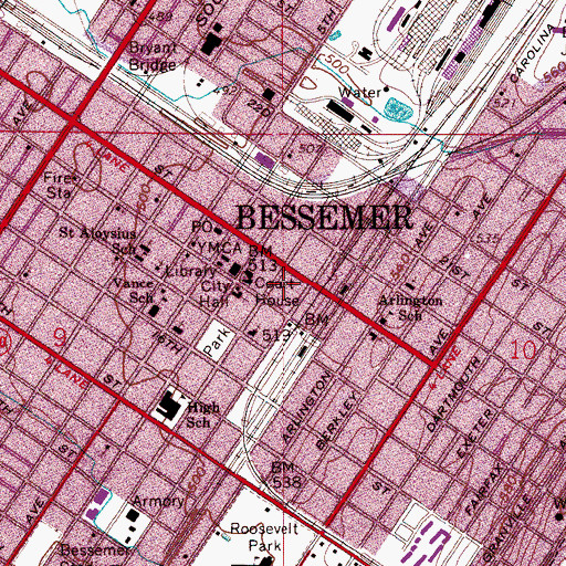 Topographic Map of Jefferson County Sheriff's Office, AL